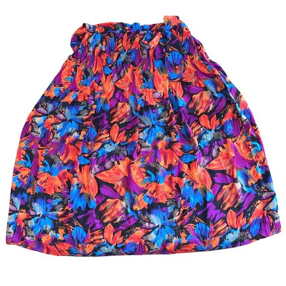 Tropical Layered Size 10 Elastic Waist Floral Flowy Bow Hawaiian Maxi EUC Tiered - Picture 12 of 12